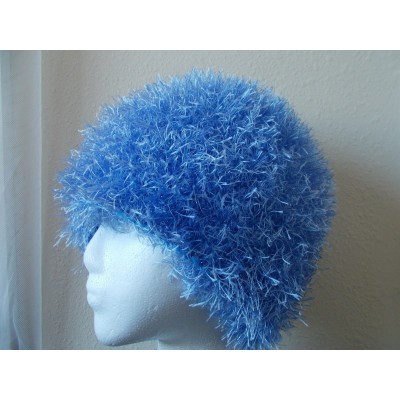 Hand knitted elegant fuzzy beanie/hat   sparkly periwinkle  eb-63643352